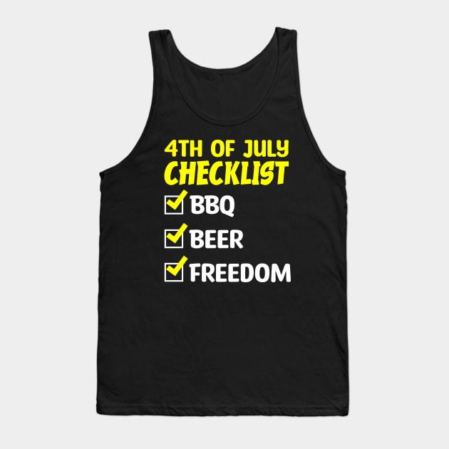 4th of July Celebration Essentials: BBQ, Beer, and Freedom Tank Top by PositiveMindTee